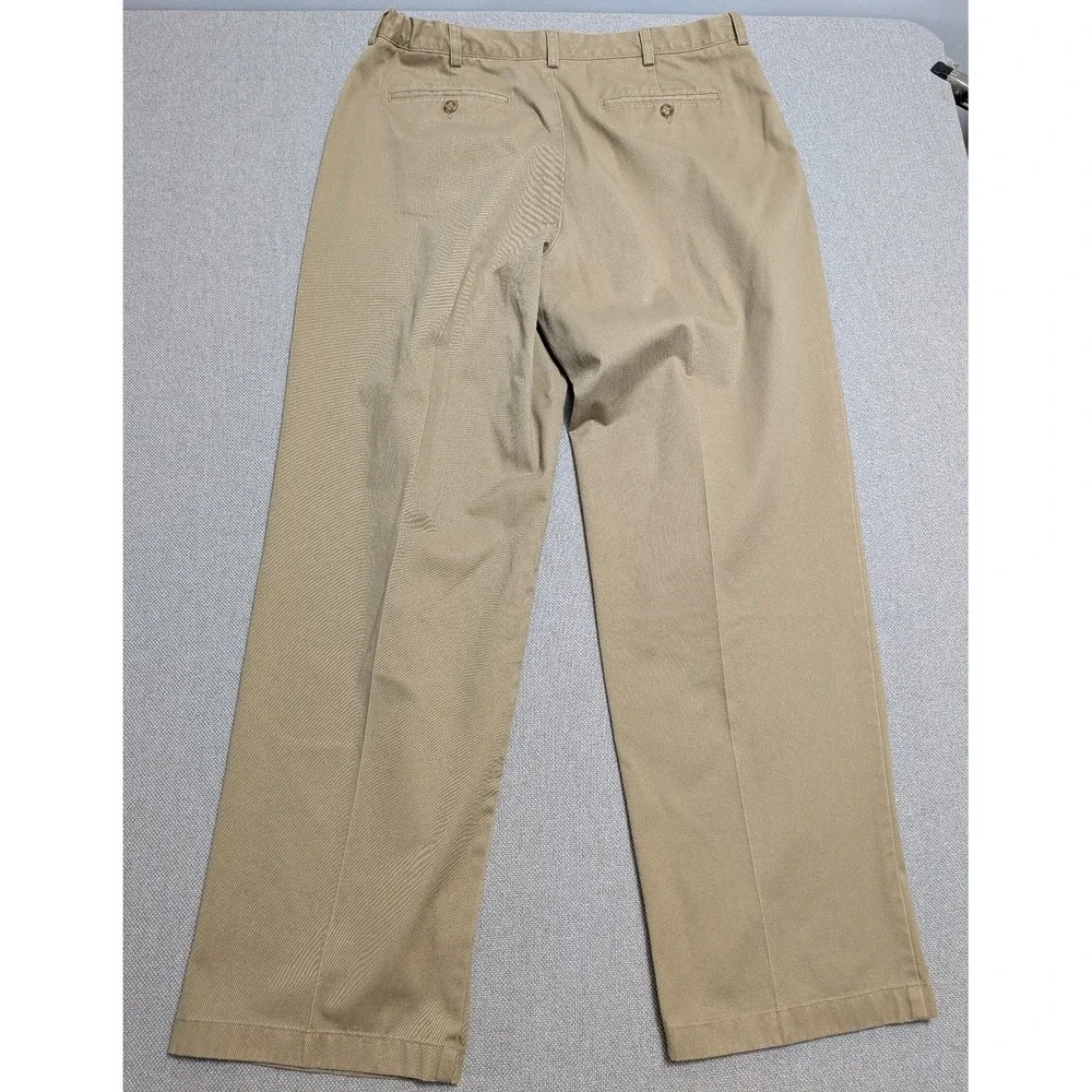 L.L.Bean Men's Khaki 38x32 Cotton Comfort Waist Chino Pants Elastic Office Heavy